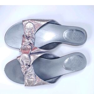 Vince Camuto Silver Bow Slide Sandals